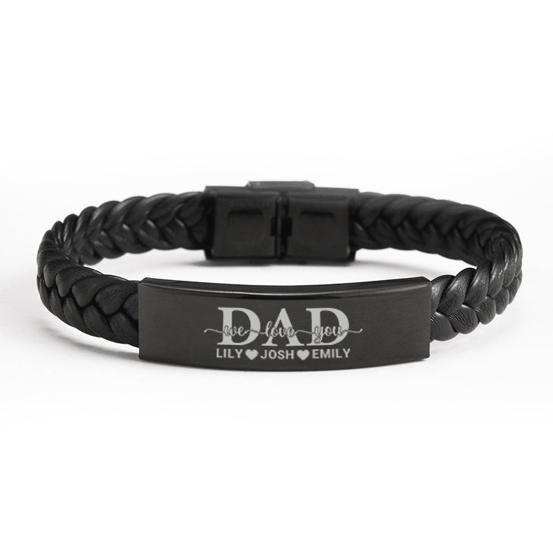 "Dad We Love You" Family Bond Engraved Bracelet Set