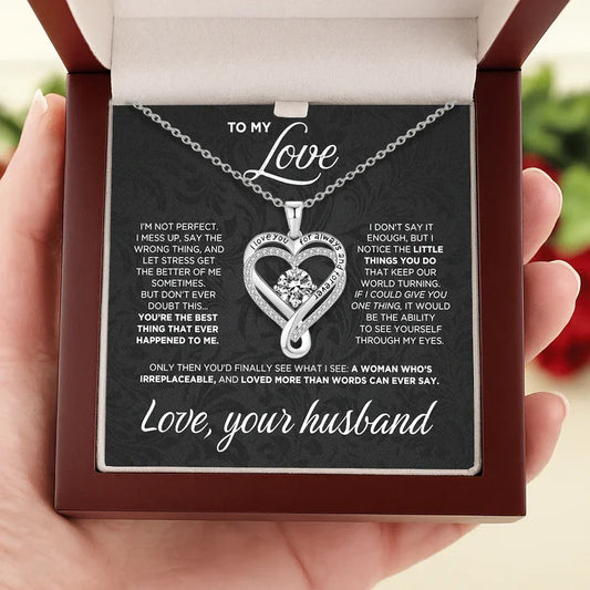 "To My Love" - Engraved Heart Necklace with LED Box