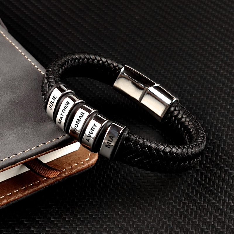Family Forever - Personalized Leather Style Bracelet Set